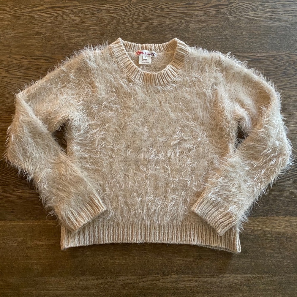 Ragdoll and Rockets ivory furry sweater. EUC